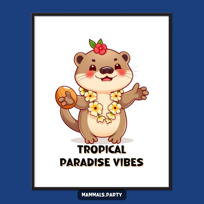 Funny Otter Digital Art: Instant Hilarious Tropical Download
