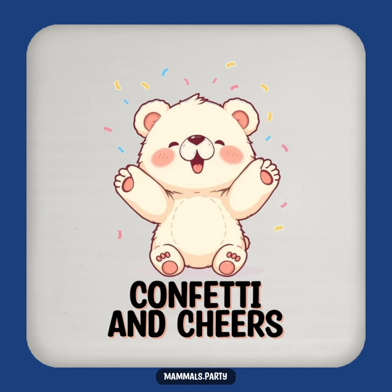 Funny Bear Cub Coaster: Party Confetti - Cute & Cheerful Gift