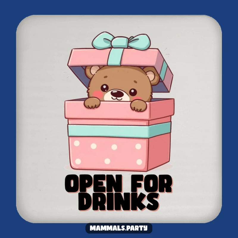 Funny Bear Cub Peek Coaster - Protect Surfaces with Humorous Surprise Art