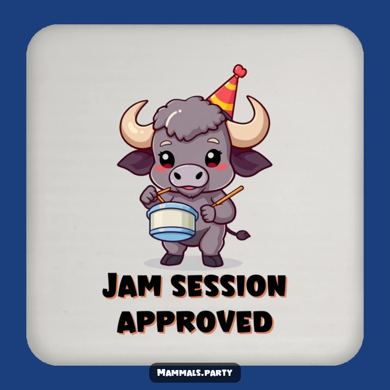 Funny Buffalo Air Drumming Coaster: Hilarious Protection for Music Lovers