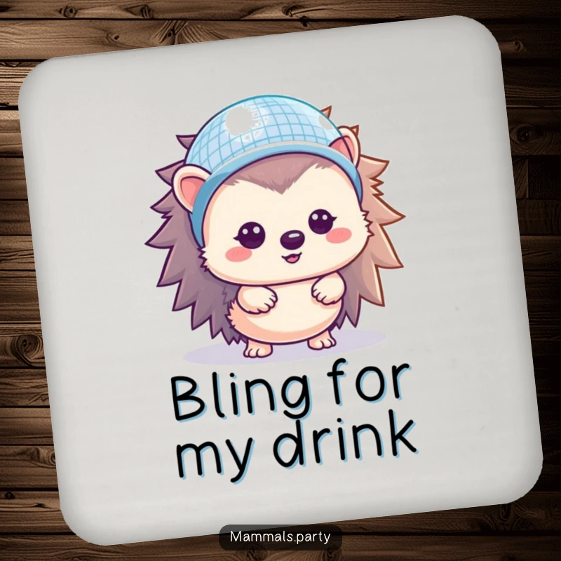 Funny Hedgehog Coasters: A kawaii hedgehog in a tiny disco ball helmet, adding sparkle and protection to your surfaces.