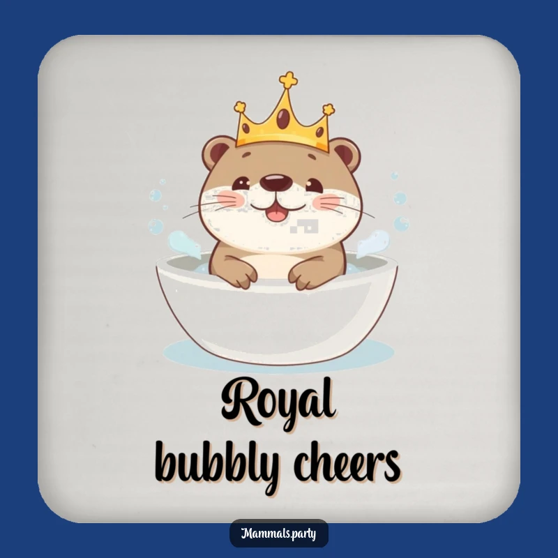 Funny Kawaii Otter Crown Bath Coaster Set - Protect Surface Bliss