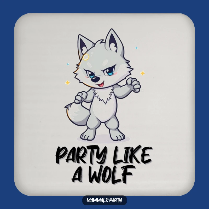 Funny Wolf Disco Coaster: Dancer Protects Surfaces