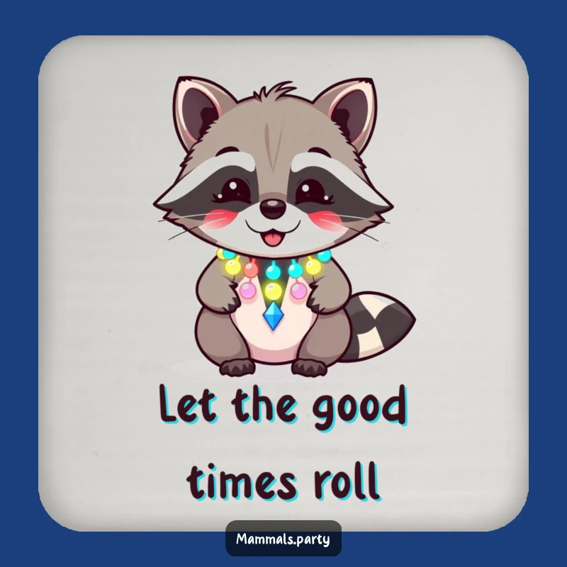 Funny Raccoon Party Coaster: Giggling Rager Protects Surfaces