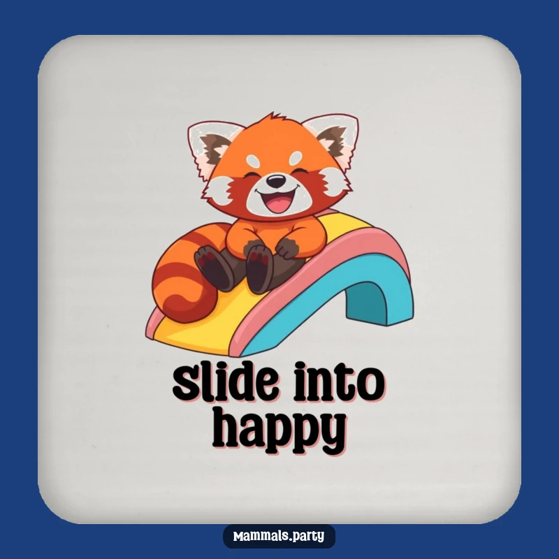 Protect Surfaces with Fun: Funny Red Panda Rainbow Slide Coaster Gift