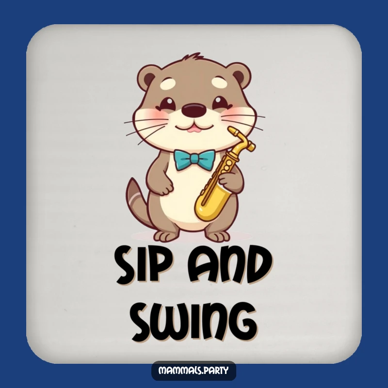 Funny Otter Sax Coaster - Humorous Musician Otter Drink Protector, Novelty Gift