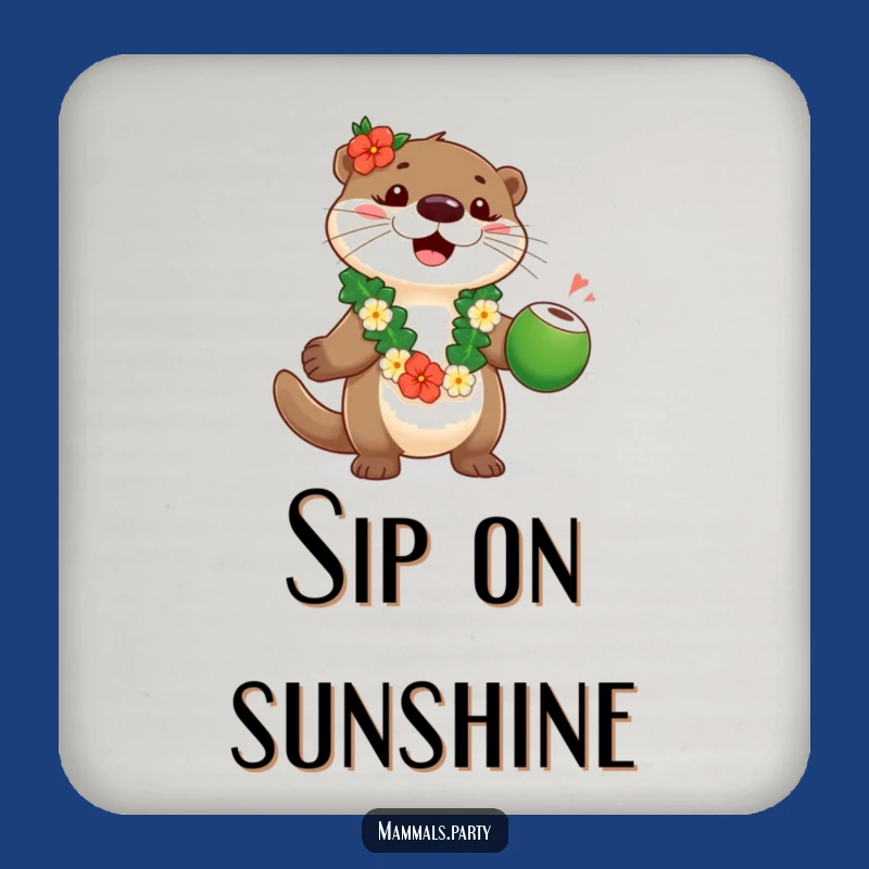 Funny Otter Luau Coasters: Playful Otter Juggling for Hilarious Protection