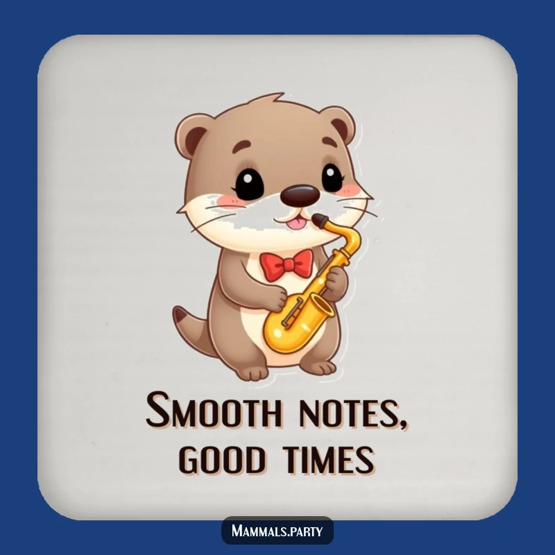 Funny Otter Saxophone Coaster Set, Protect Surfaces with Music Humor, Unique Funny Gift