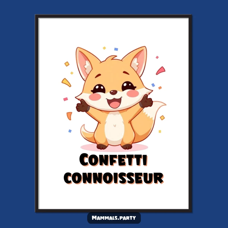 Funny Fox Juggling Confetti Poster: Vibrant Wall Art for Festive Decor