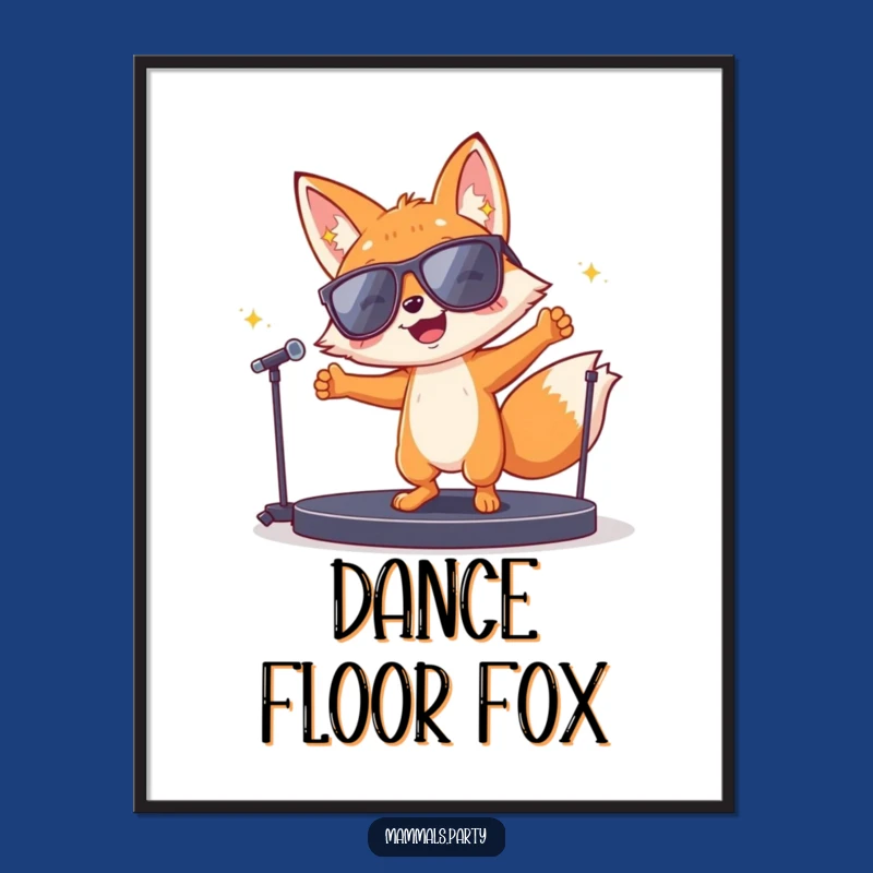 Funny Fox Stage Poster: Vibrant Wall Art for a Groovy and Humorous Vibe