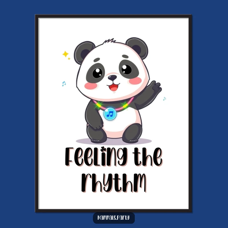 Funny Kawaii Panda Music Necklace Poster - Vibrant Wall Art