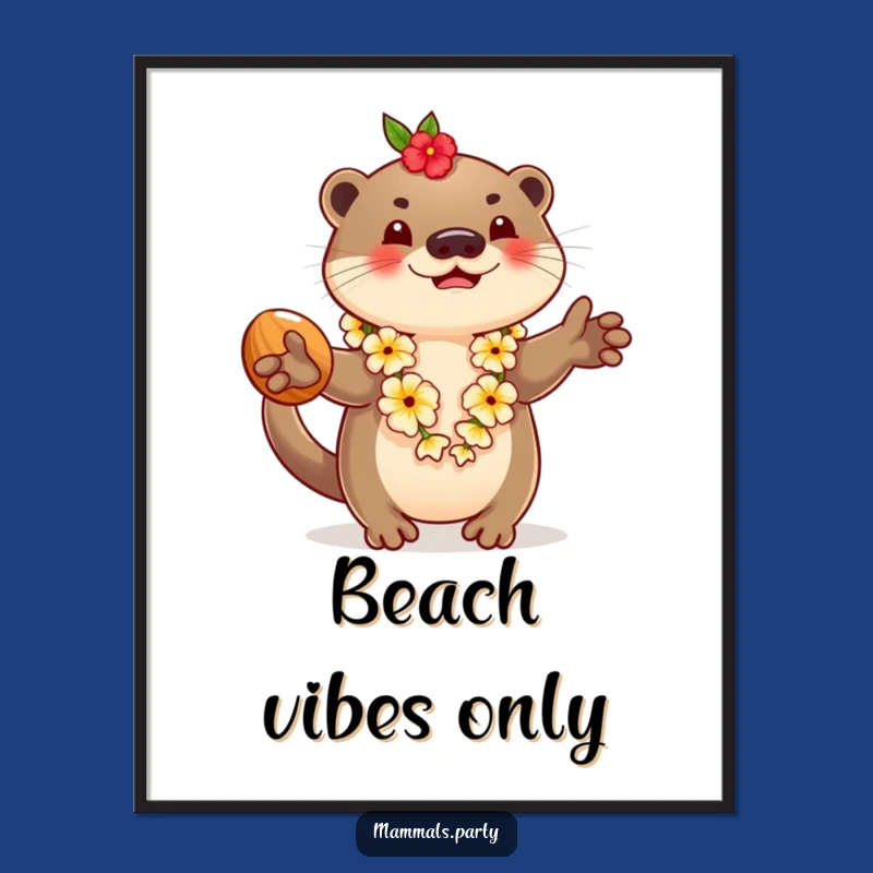 Funny Juggling Otter Poster: Hilarious Tropical Scene for Your Space