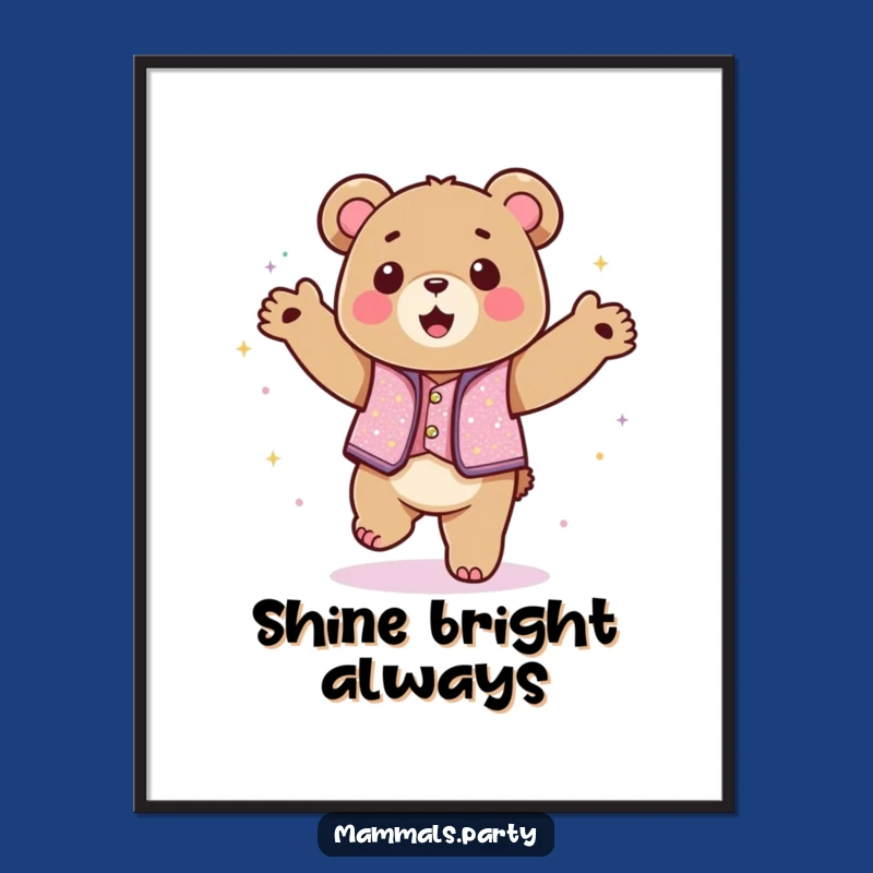 Funny Kawaii Bear Dance Poster, Vibrant and Hilarious Celebration Art