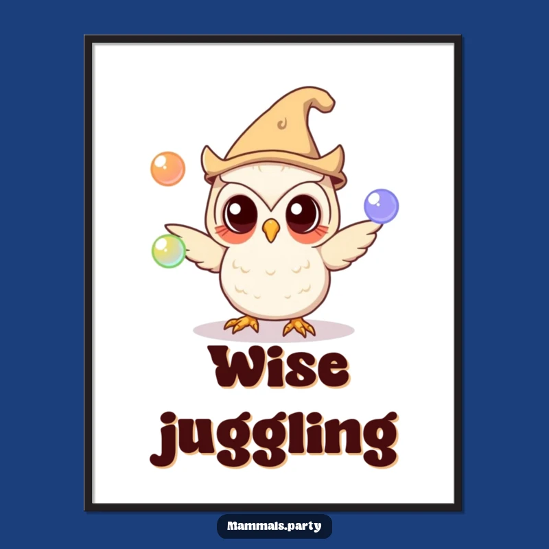 Funny Owl Wonder Poster: Enchanting Wall Art for a Curious Space