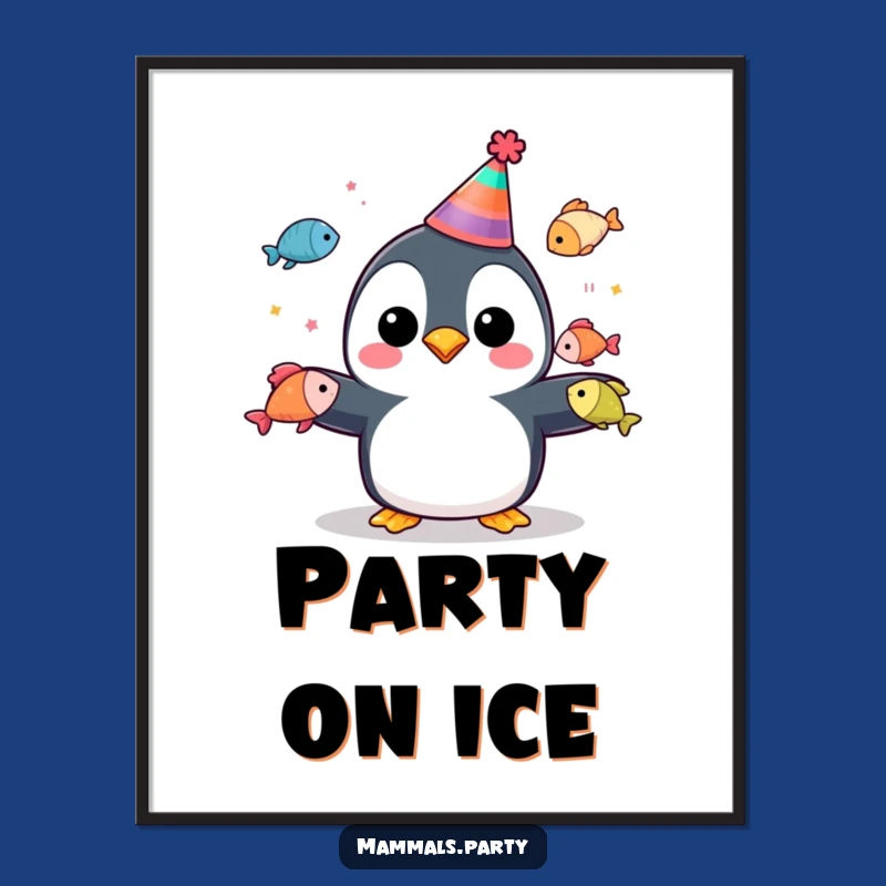 Funny Penguin Party Poster: Add Festive Cheer to Your Walls
