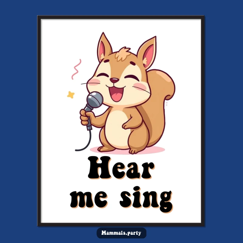 Funny Squirrel Karaoke Poster: Vibrant Wall Art for a Music Lover's Space