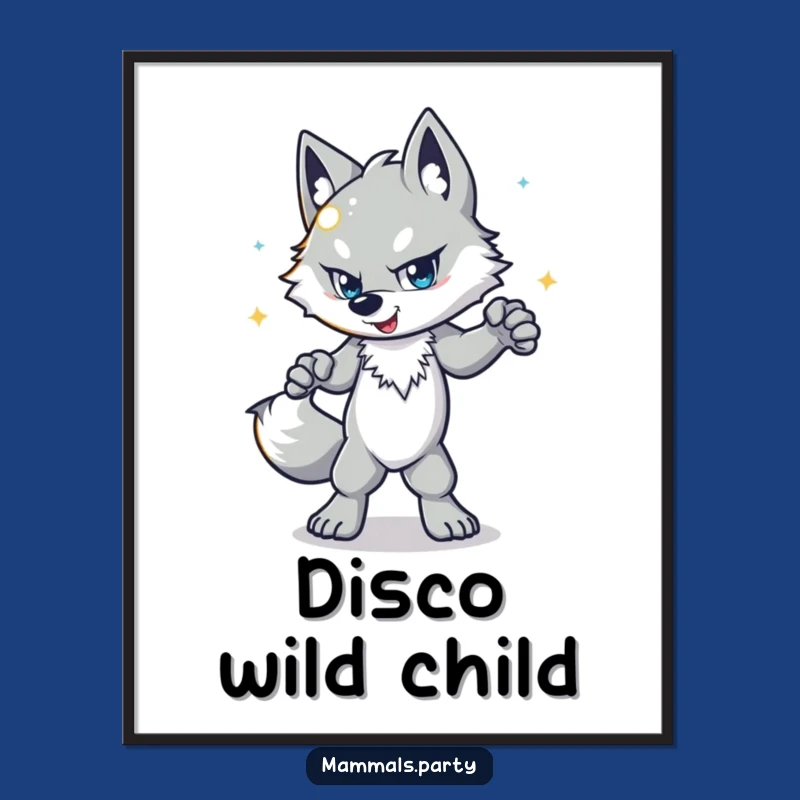 Funny Wolf Disco Poster: Determined Dancer, Hilarious Wall Art