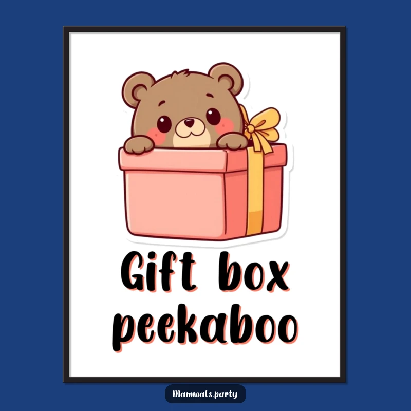 Funny Bear Peeking Gift Poster: Vibrant Wall Art for Curious Decor