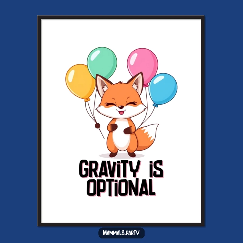 Funny Kawaii Fox Juggling Poster: Whimsical Wall Art for a Playful Space