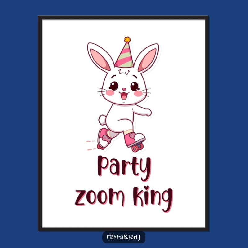 Funny Bunny Roller Skating Poster: Vibrant Wall Art for Cheerful Decor