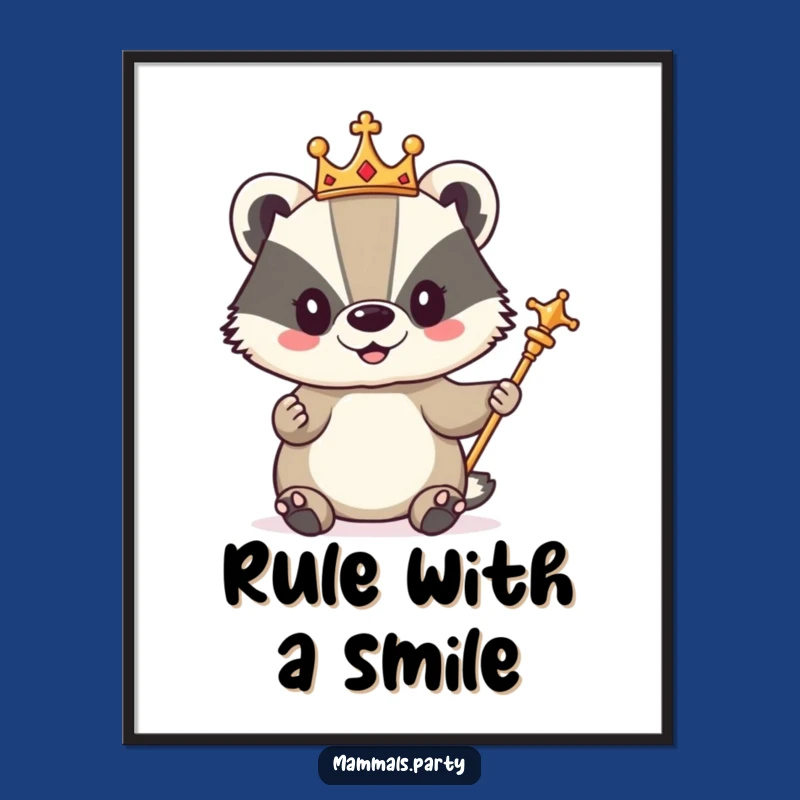 Funny Royal Badger Poster: A Hilarious Wall Art Piece for Majestic Decor