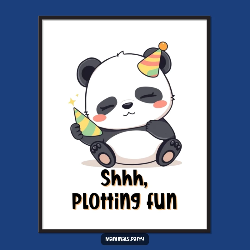 Funny Panda Party Poster: Mischievous Sleepy Art for Your Space