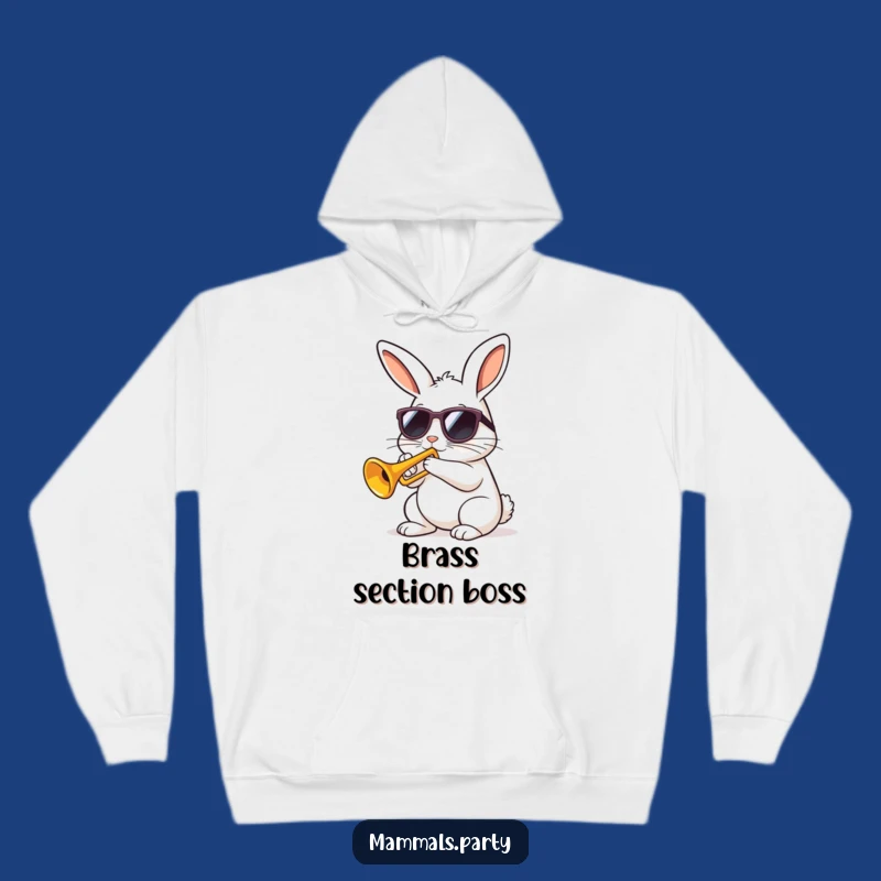 Funny Kawaii Rabbit Trumpet Hoodie, Cozy and Hilarious Jazz Bunny Apparel