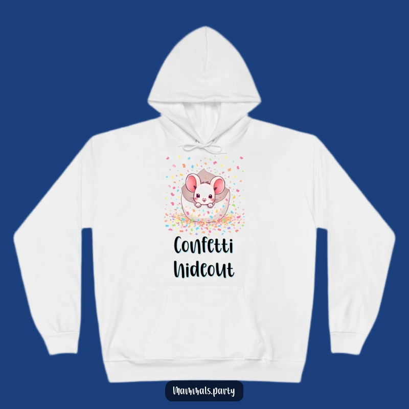 Cozy Funny Mouse Confetti Hoodie: Stay Warm and Festive with Kawaii Vibes