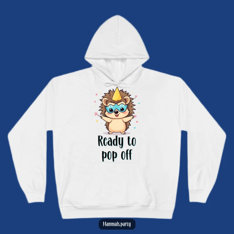 Funny Hedgehog Party Hoodie, Cozy & Festive, Perfect Gift for Joyful Souls