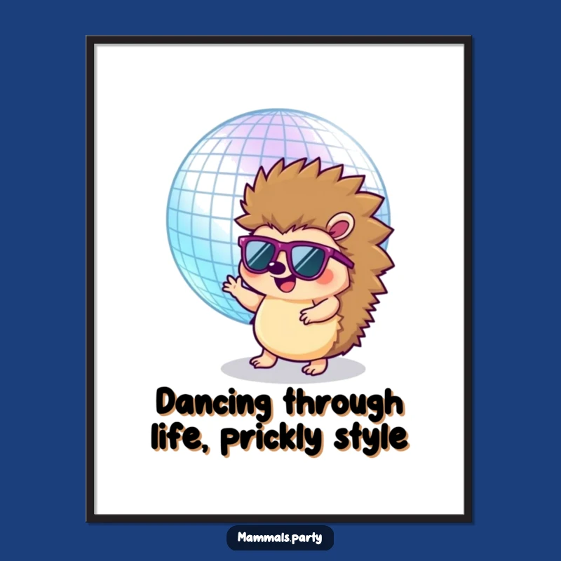Free Printable Hedgehog Wall Art: Disco Dancing Animal Downloadable Decor
