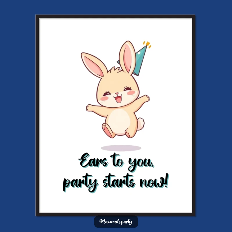 Free Printable Bunny Party Wall Art: Funny Bounce & Hat Downloadable Art