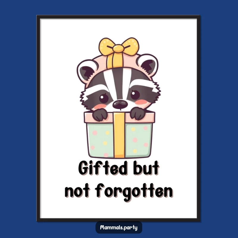 Free Printable Wall Art: Badger Gift Box Bursting Funny Decor