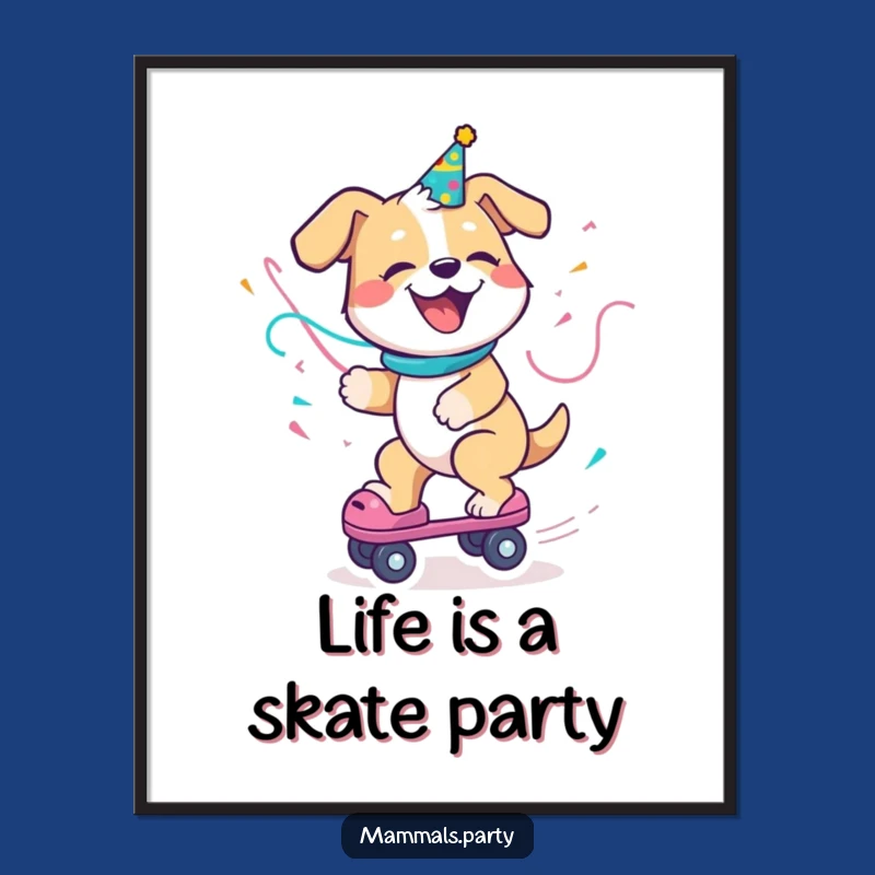 Free Printable Wall Art: Dog Roller Skate Party Funny Downloadable Decor