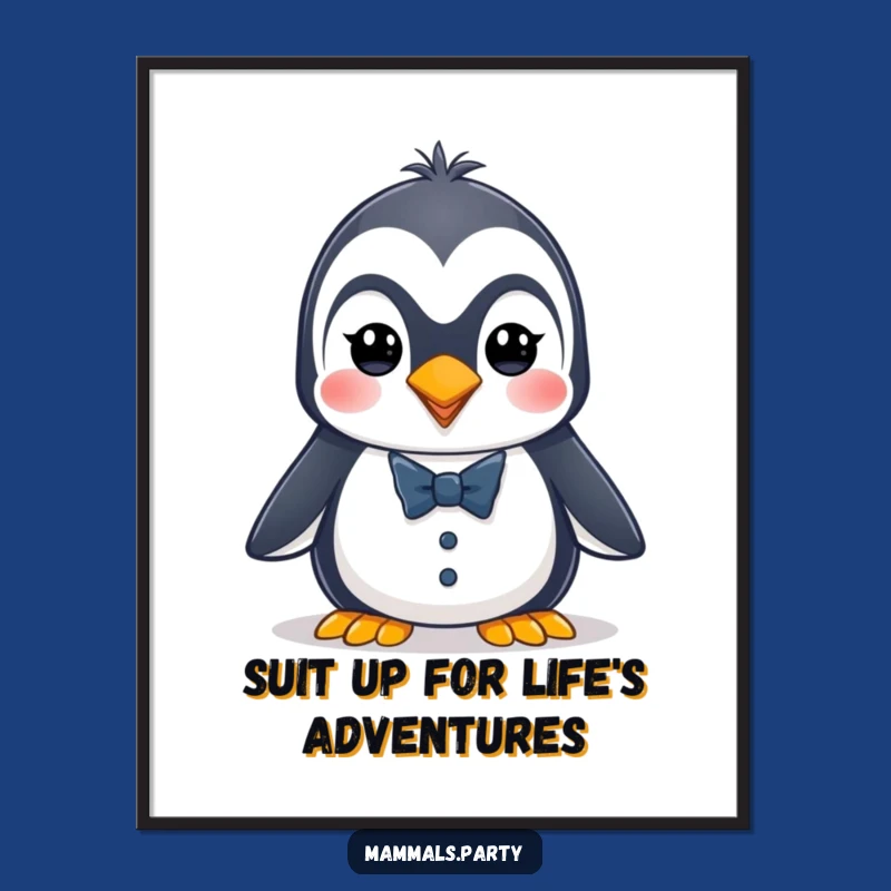 Free Printable Wall Art: Energetic Penguin Tiny Tuxedo Funny Downloadable Art