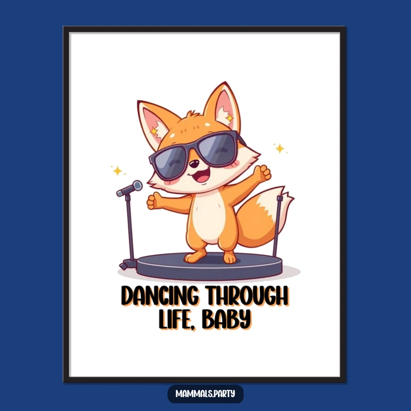 Free Printable Wall Art: Fox's Wild Moves - Humorous Downloadable Decor for Party Lovers