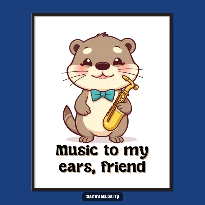 Free Printable Wall Art: Humorous Otter Sax Player, Fun Downloadable Decor
