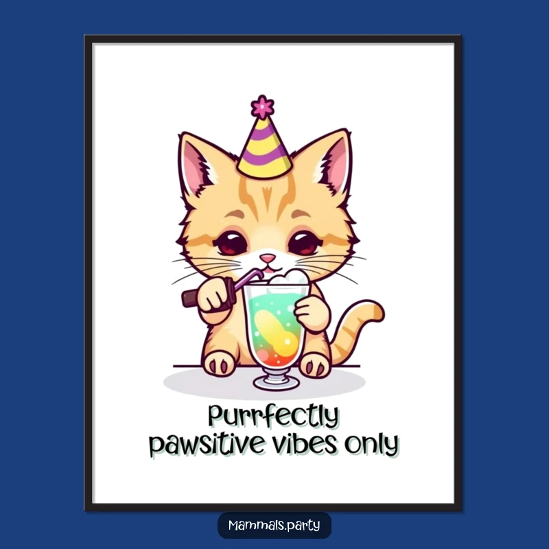 Funny Free Printable Kawaii Cat Art: Hilarious Drink Mixing Downloadable Poster