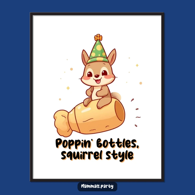 Funny Free Printable Squirrel Wall Art: Festive Cork Ride, Downloadable Whimsy
