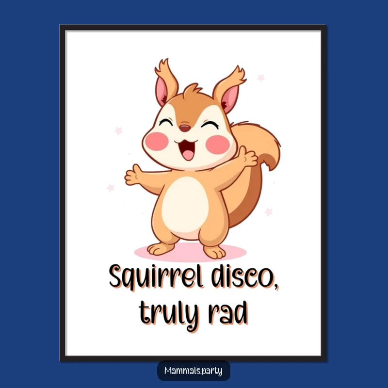 Funny Free Printable Wall Art: Dancing Squirrel - Disco Downloadable Decor
