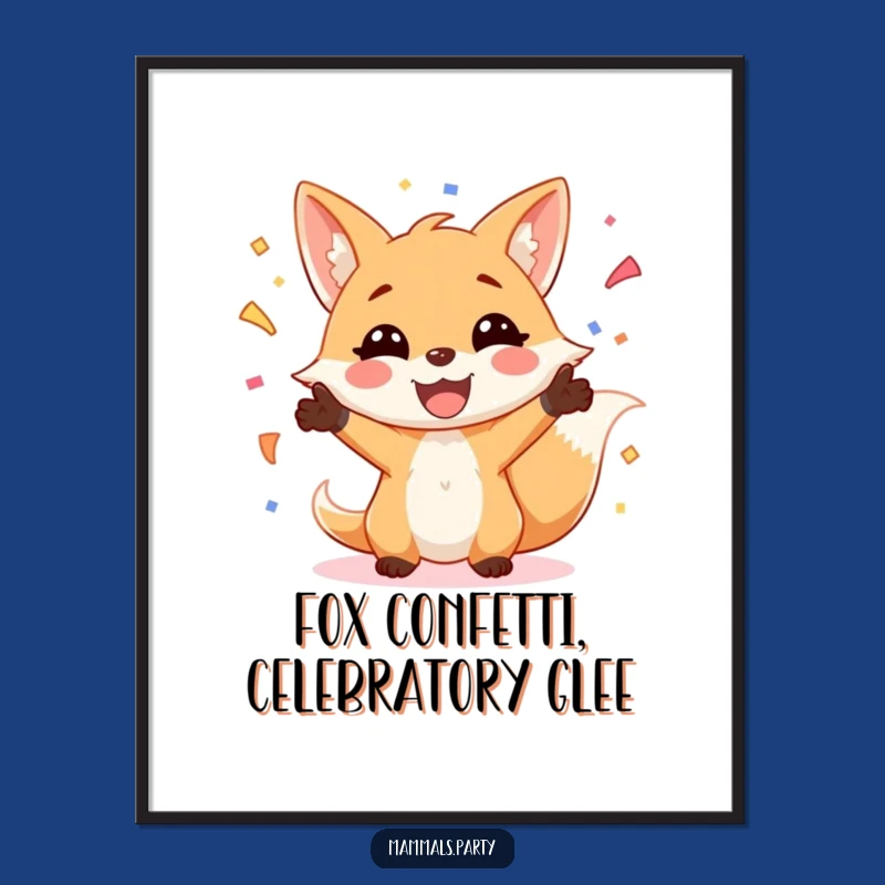 Funny Free Printable Wall Art: Fox Juggling Confetti - Festive Downloadable Decor