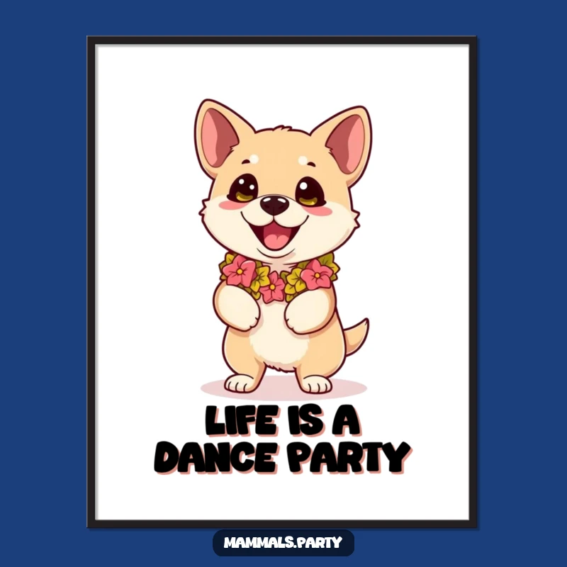 Funny Free Printable Kawaii Dog Art: Hilarious Dance Party Downloadable Poster