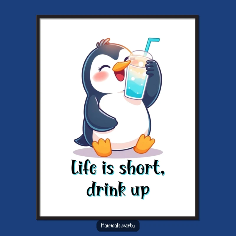 Free Printable Joyous Penguin Wall Art Funny Downloadable Decor Gift