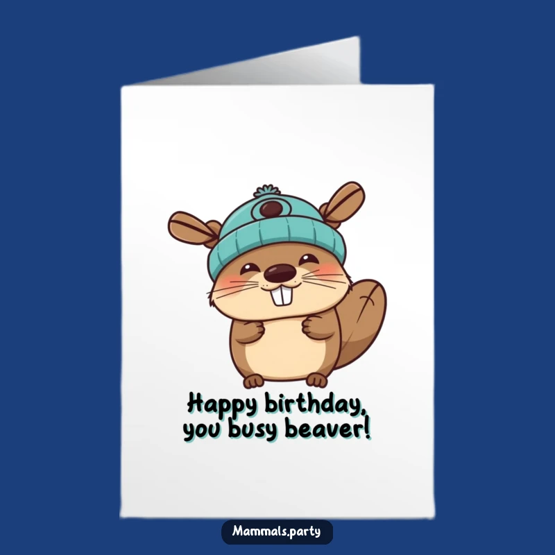 Free Printable Birthday Card: Propeller Beanie Beaver Funny Downloadable Gift