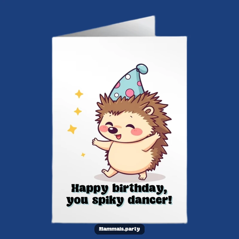 Free Printable Birthday Card: Silly Hedgehog Dance Party! Funny Downloadable Gift