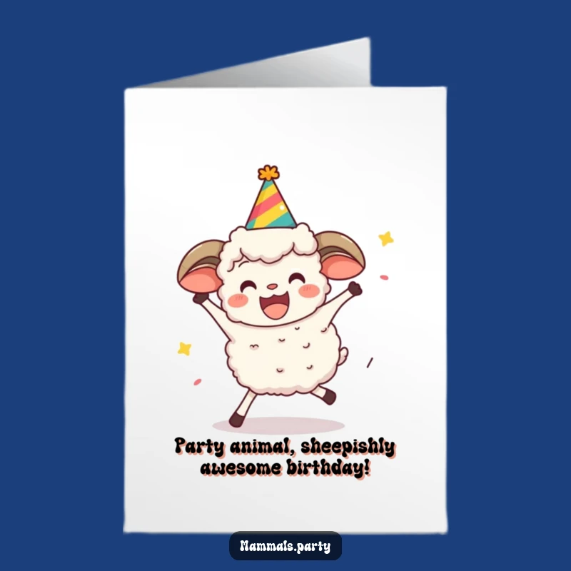 Free Printable Funny Birthday Card: Excited Limbo Sheep, Hilarious Downloadable Gift