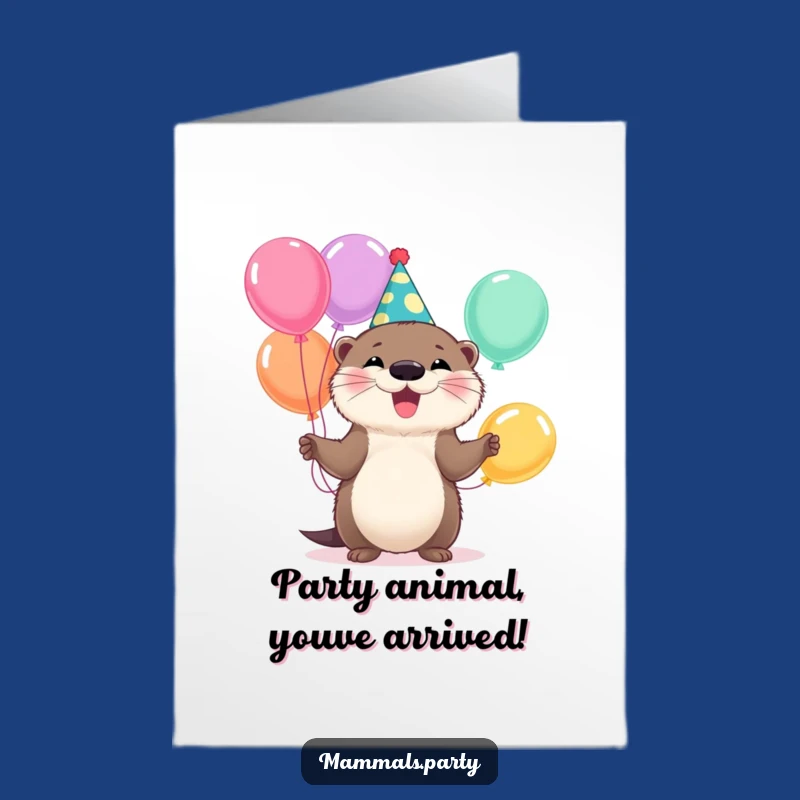 Free Printable Otter Birthday Card: Funny Juggling Animal Downloadable Gift