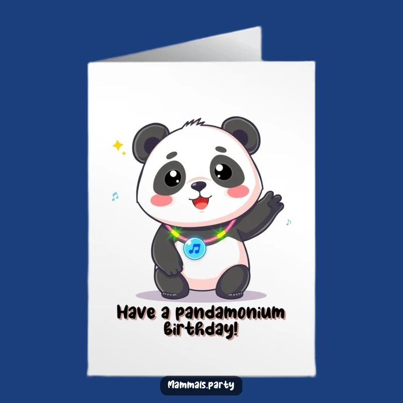 Free Printable Birthday Card: Panda's Flashing Party Beat! Funny Downloadable Gift