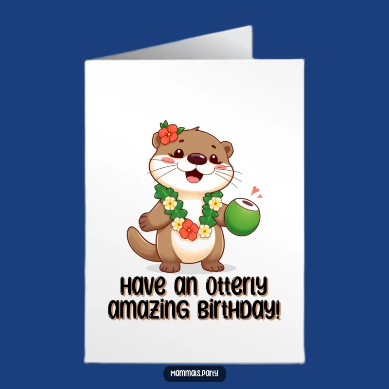 Aloha Birthday Fun! Free Printable Card with a Juggling Otter.