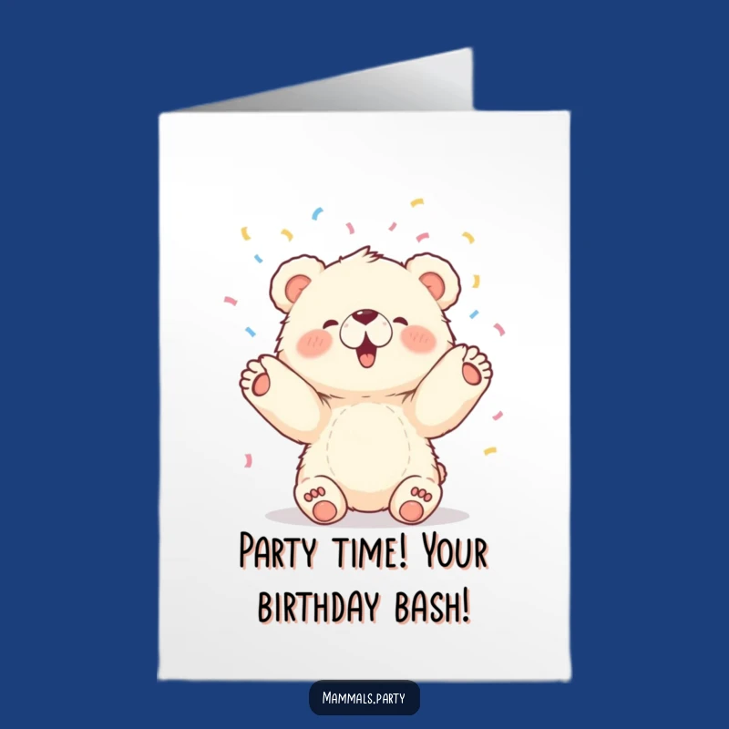 Free Printable Bear Cub Birthday Card: Funny Joyful Confetti Downloadable Gift