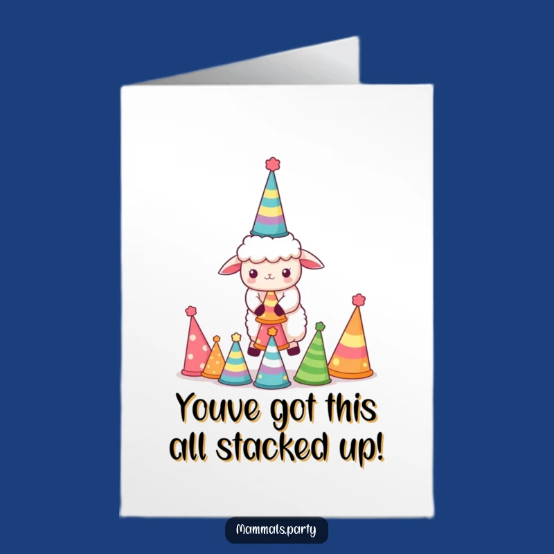 Free Printable Congrats Card: Balancing Sheep Kawaii Downloadable Gift for Triumphs